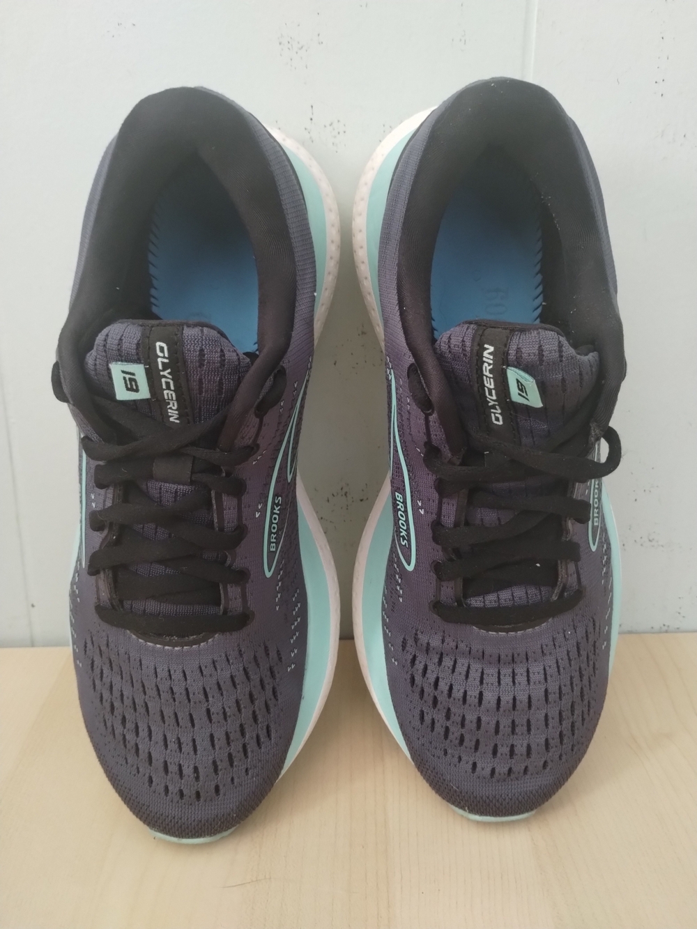 Brooks Women's Glycerin 19 Running Shoes Sneakers Gray Purple Aqua - Picture 2 of 5